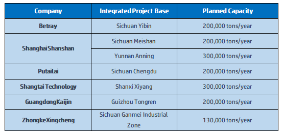 Integrated projects of negative electrode materials for leading Chinese companies.png